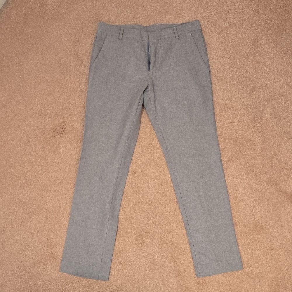Slim Fit Topman Light Gray Linen Style Chinos